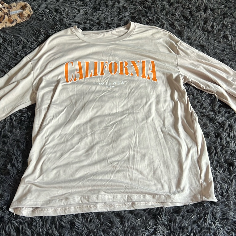 Tan “California” Longsleeve Oversized Tee